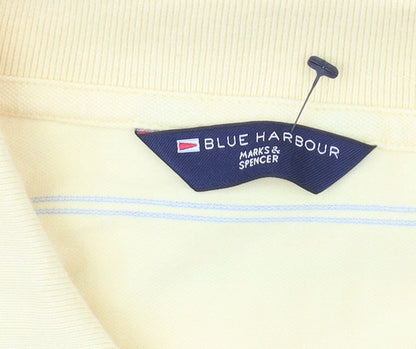 Marks & Spencer Men's Yellow Striped Polo Shirt L