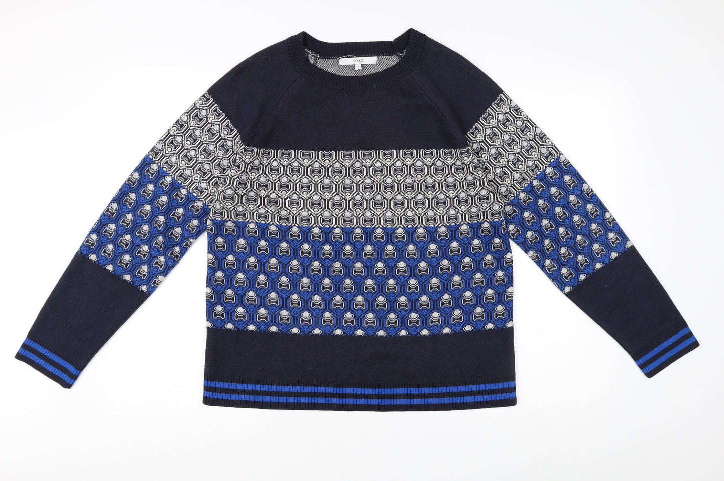 Next Men's Blue Geometric Pullover Jumper M