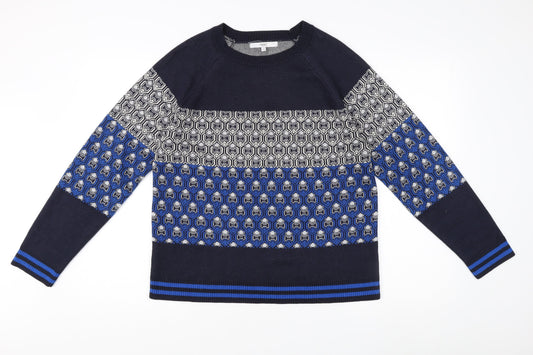 Next Men's Blue Geometric Pullover Jumper M