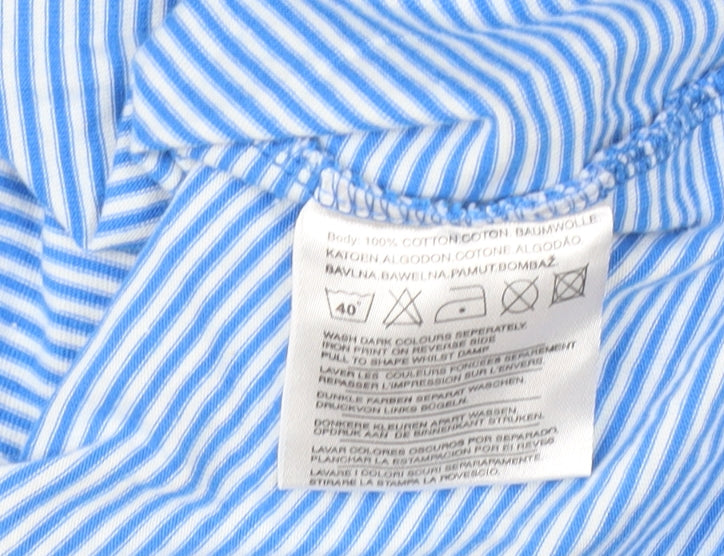 Crosshatch Men's Blue Striped Polo Shirt L