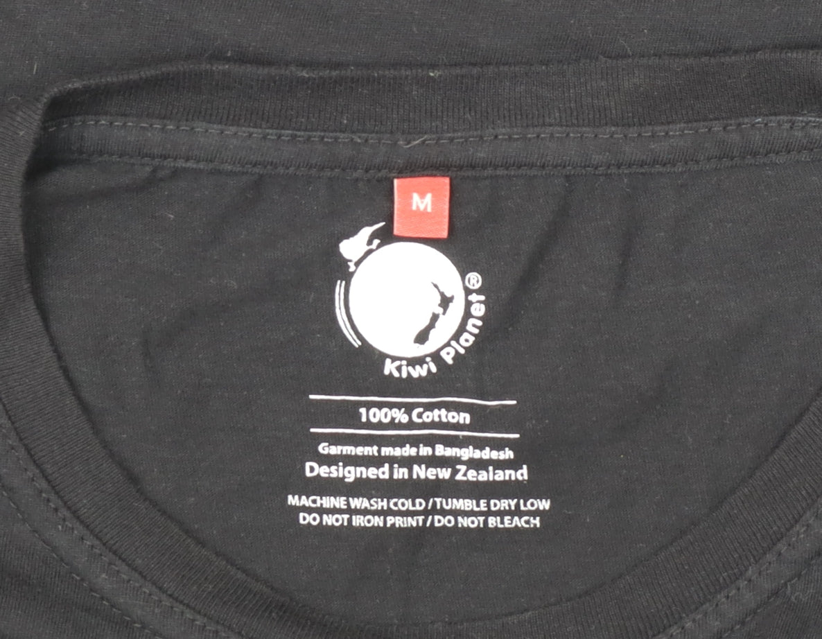 Kiwi Planet Men's Black M Graphic Cotton T-Shirt