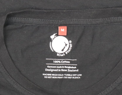 Kiwi Planet Men's Black M Graphic Cotton T-Shirt