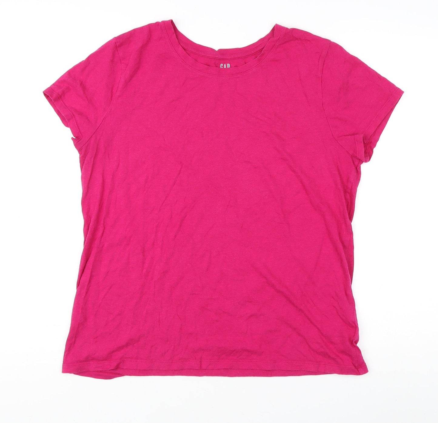 GAP Women's Pink XL Basic T-Shirt, Crew Neck