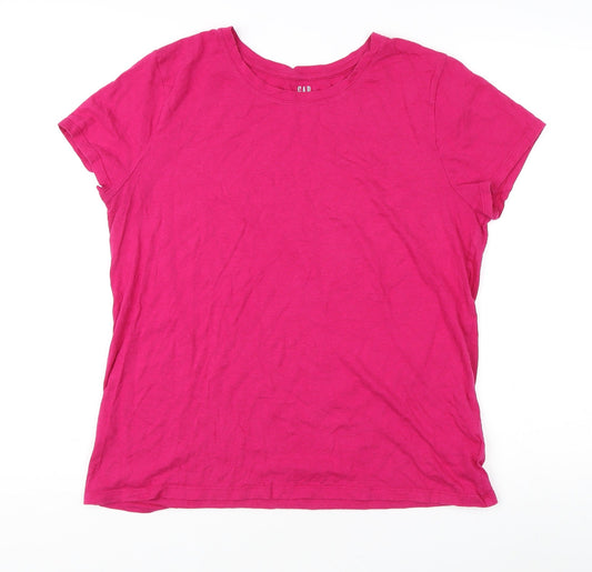 GAP Women's Pink XL Basic T-Shirt, Crew Neck
