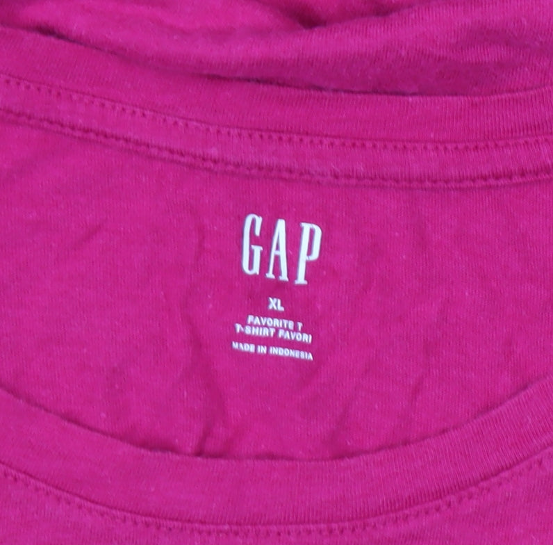 GAP Women's Pink XL Basic T-Shirt, Crew Neck