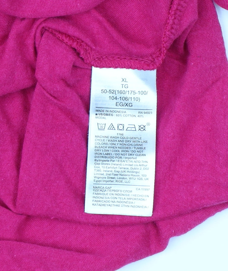 GAP Women's Pink XL Basic T-Shirt, Crew Neck