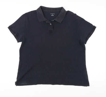 Lands' End Women's Black Polo, Size M, Casual Wear
