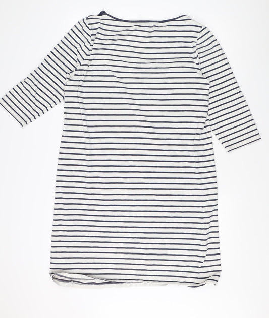 Jaeger Women's Striped Boat Neck 3/4 Sleeve Dress