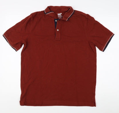 Lands' End Men's Red Polo Shirt Medium