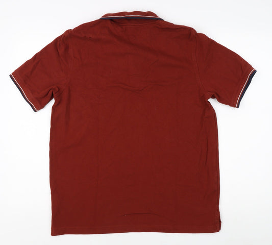 Lands' End Men's Red Polo Shirt Medium