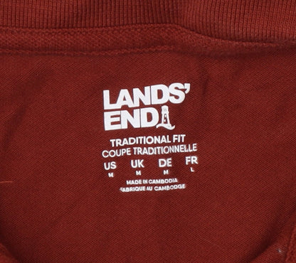 Lands' End Men's Red Polo Shirt Medium