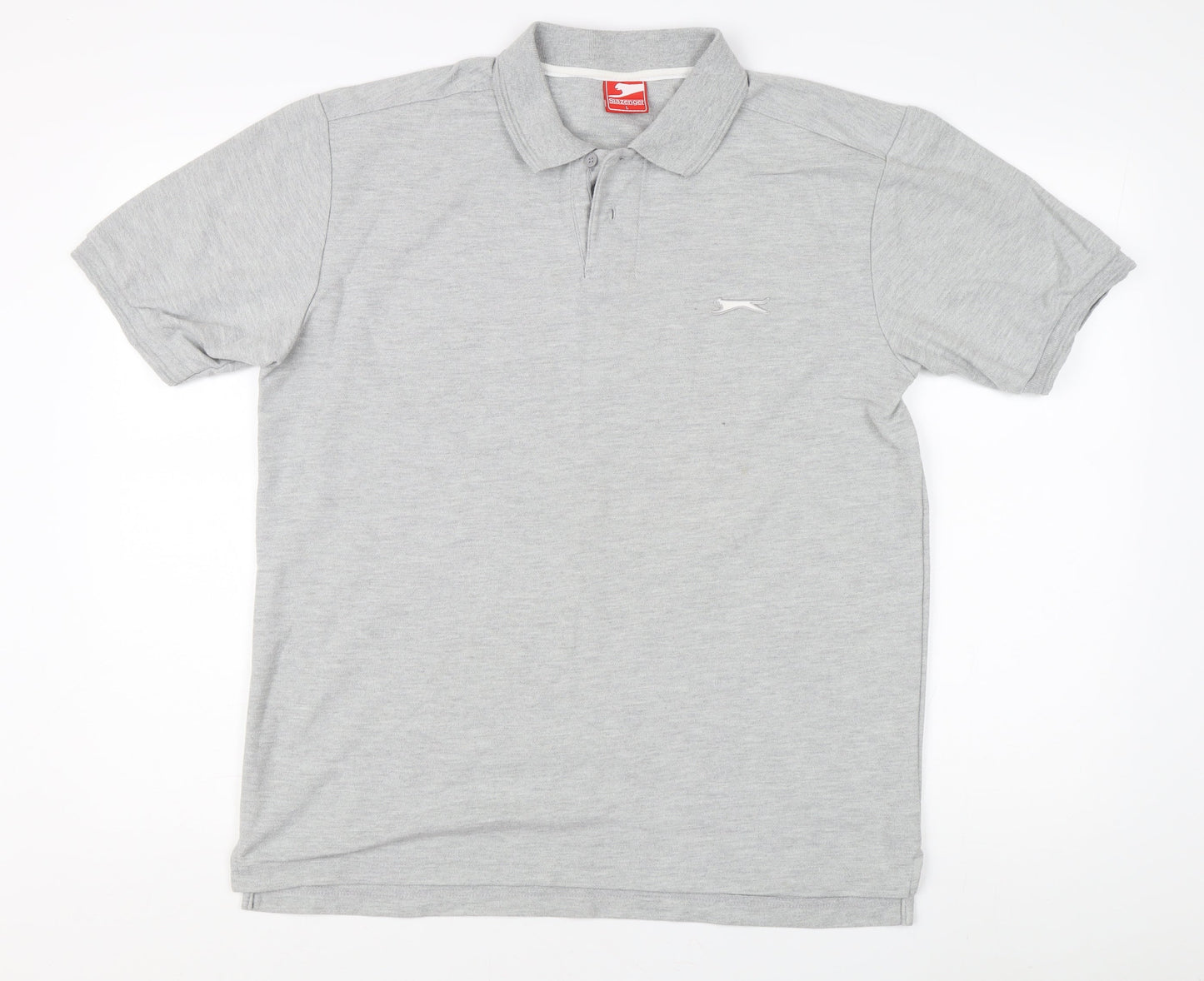 Slazenger Men's Grey Short Sleeve Polo Shirt L