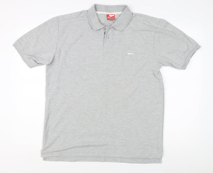 Slazenger Men's Grey Short Sleeve Polo Shirt L