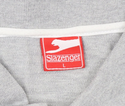 Slazenger Men's Grey Short Sleeve Polo Shirt L