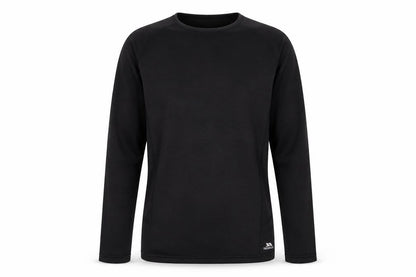 Front view of Trespass unisex black xs long sleeve active top