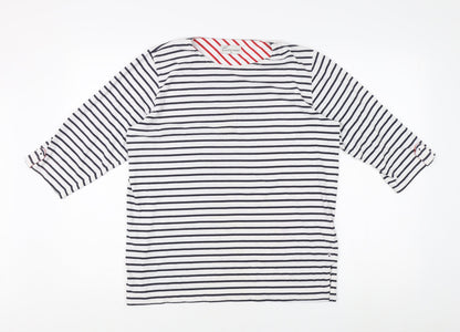 Errroco Women's White Striped 3/4 Sleeve T-Shirt Size 12