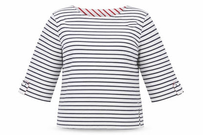 Errroco Women's White Striped 3/4 Sleeve T-Shirt Size 12