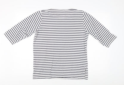 Errroco Women's White Striped 3/4 Sleeve T-Shirt Size 12