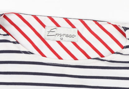 Errroco Women's White Striped 3/4 Sleeve T-Shirt Size 12