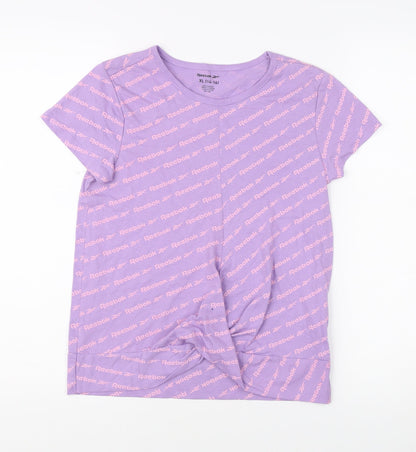 Reebok Girls Purple T-Shirt Size 14 Years, Logo Print