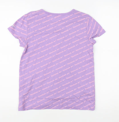 Reebok Girls Purple T-Shirt Size 14 Years, Logo Print