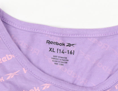 Reebok Girls Purple T-Shirt Size 14 Years, Logo Print