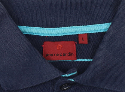Pierre Cardin Men’s Blue Striped Polo Shirt L