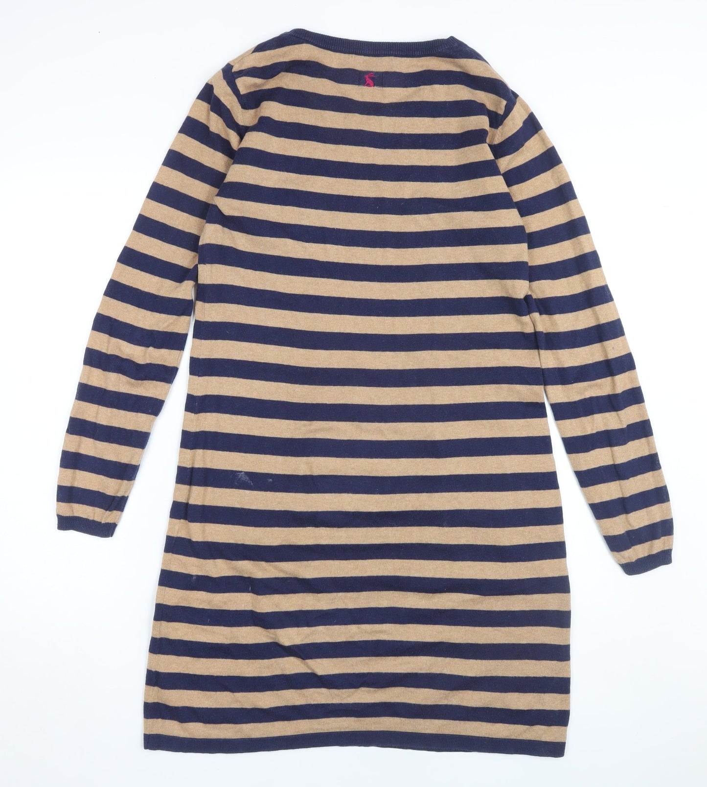Joules Women's Beige Blue Striped Shift Dress Size 12