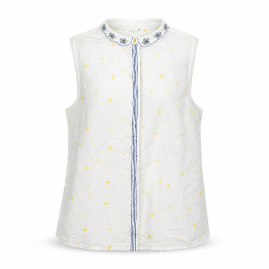 White Stuff Women's White Polka Dot Blouse Size 12