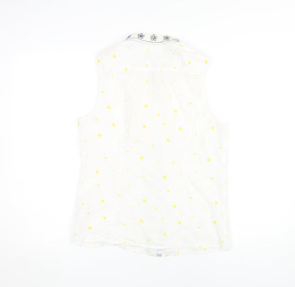 White Stuff Women's White Polka Dot Blouse Size 12