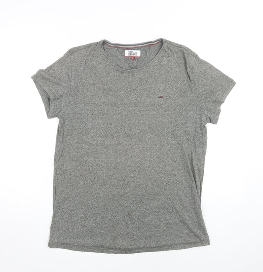 Tommy Hilfiger Men's Grey L T-Shirt, Crew Neck, Logo Accent