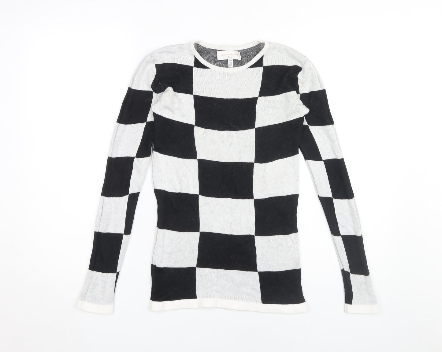 Gianni Feraud Women's Black Check Pullover Jumper, Size 10