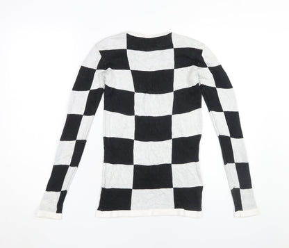 Gianni Feraud Women's Black Check Pullover Jumper, Size 10