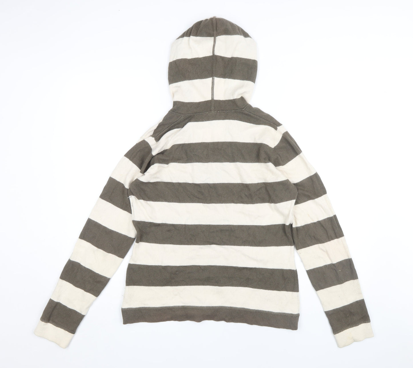 GAP Women's Striped Hoodie, Brown Medium Cotton Blend