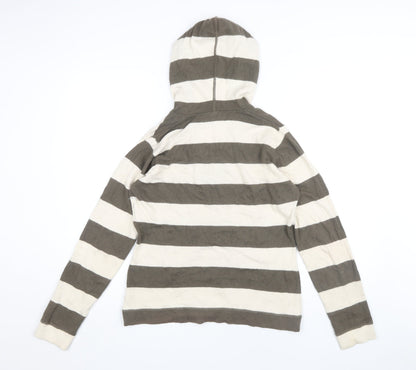 GAP Women's Striped Hoodie, Brown Medium Cotton Blend