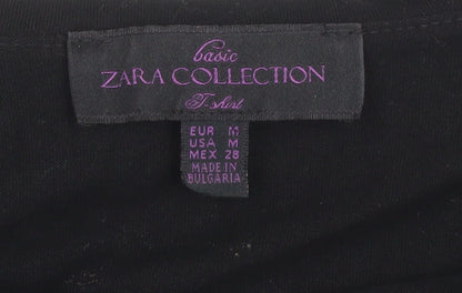 Zara Women Black T-Shirt Dress Size M Short Sleeve