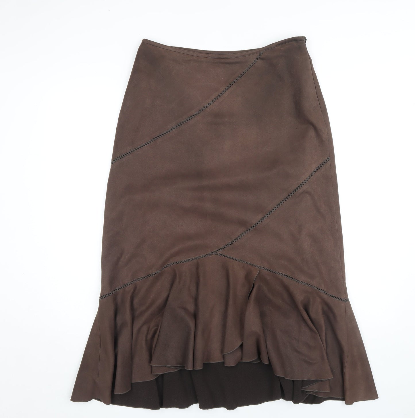 M&Co Women's Brown Flare Midi Skirt Size 12