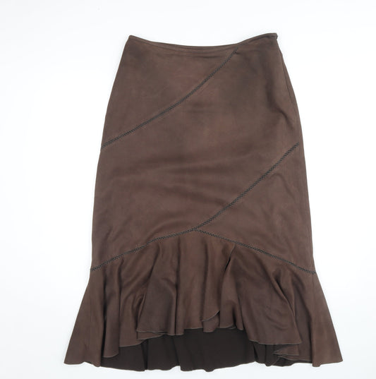 M&Co Women's Brown Flare Midi Skirt Size 12