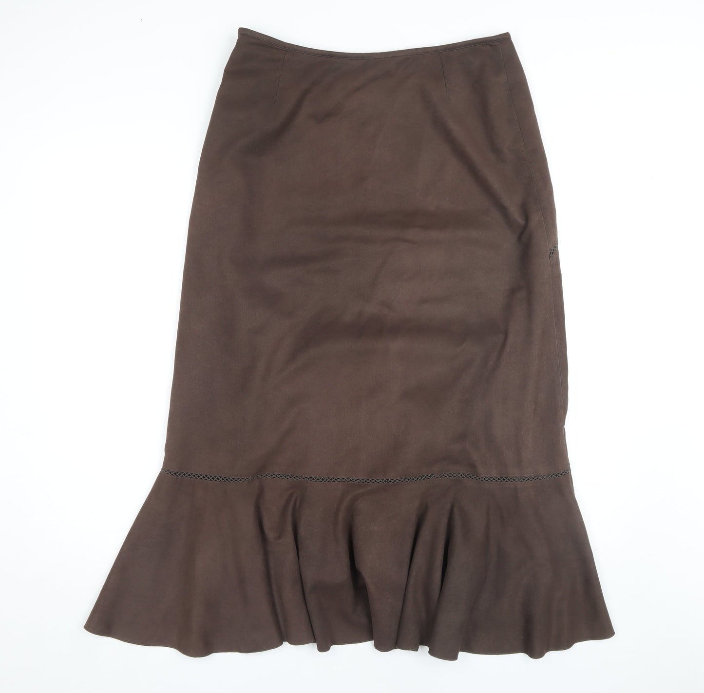 M&Co Women's Brown Flare Midi Skirt Size 12
