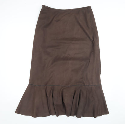 M&Co Women's Brown Flare Midi Skirt Size 12