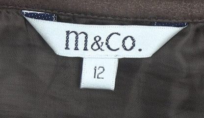 M&Co Women's Brown Flare Midi Skirt Size 12