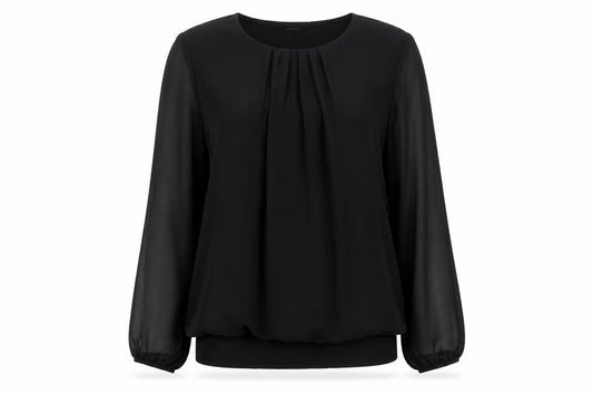 Front view of Roman Women's Black Long Sleeve Blouse, size 12