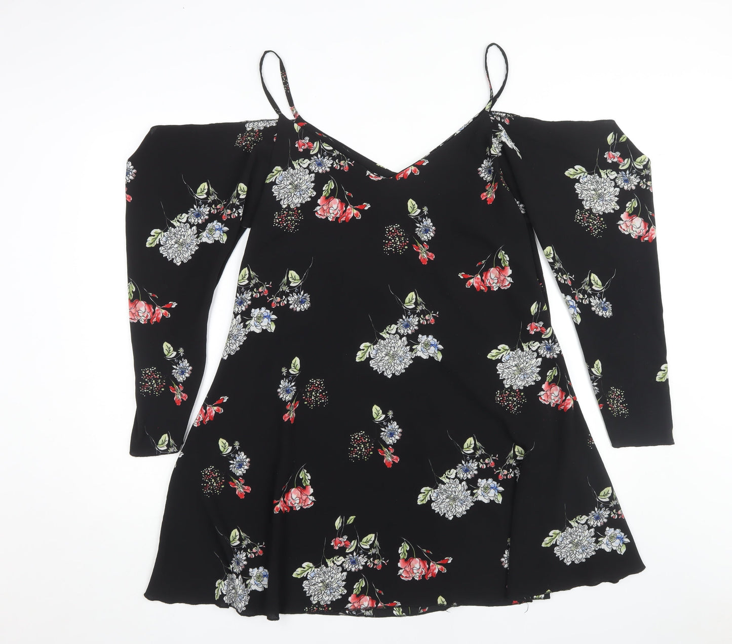 AX Paris Women's Black Floral A-Line Dress Size 14