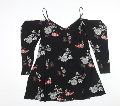 AX Paris Women's Black Floral A-Line Dress Size 14