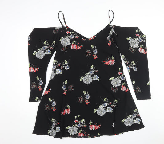 AX Paris Women's Black Floral A-Line Dress Size 14