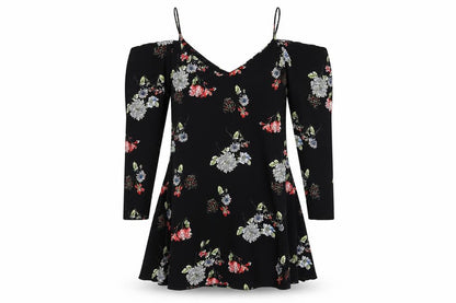 AX Paris Women's Black Floral A-Line Dress Size 14