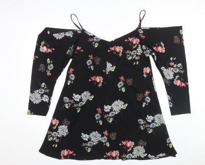 AX Paris Women's Black Floral A-Line Dress Size 14