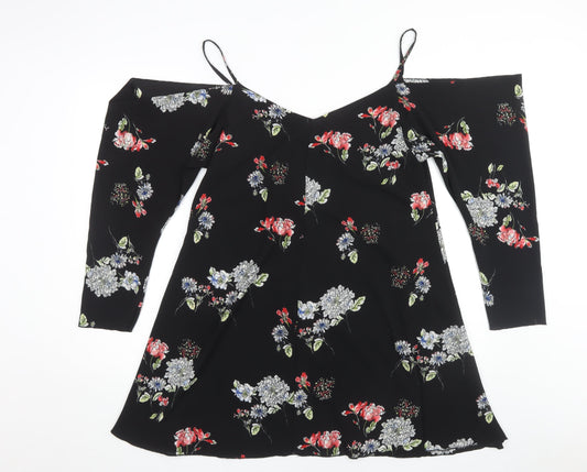 AX Paris Women's Black Floral A-Line Dress Size 14