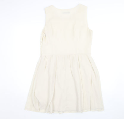 Oasis Women's Ivory A-Line Embroidered Dress Size 14