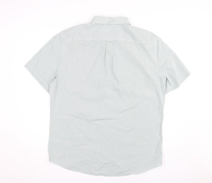 Marks and Spencer Men's Green Striped Shirt, L, Regular